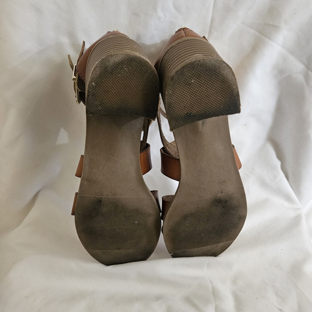 Material Girl Brown Strappy Sandals - Picture 2 of 4